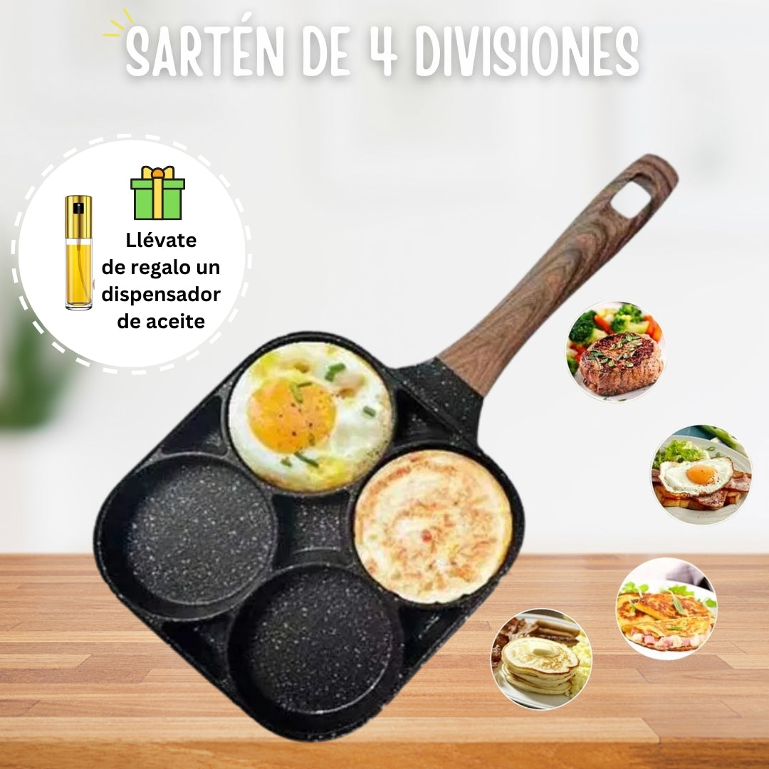 2 x 1 Sartén Antihaderente de 4 divisiones 🤩🍳